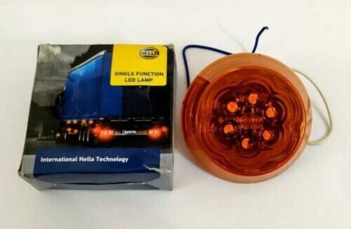 Brand New Universal Hella Orange 12V Single Function Round Led Marking Lamp 80Mm