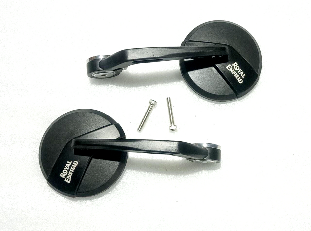 Bar End Mirror With Adaptor Mounts For Royal Enfield Meteor 350 Interceptor, GT