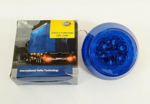 Brand New Universal Hella Blue 12V Single Function Round Led Marking Lamp 80Mm