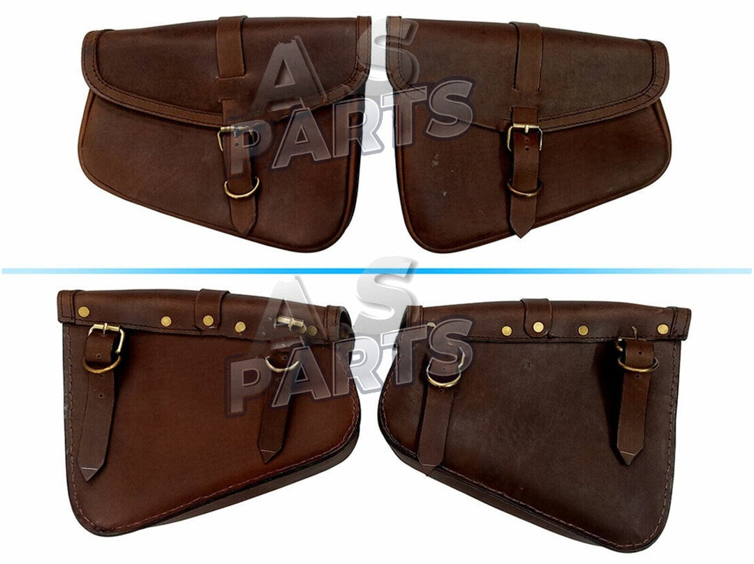 Leather Brown Pannier Bags Pair D3 Fits Royal Enfield Interceptor & GT 650