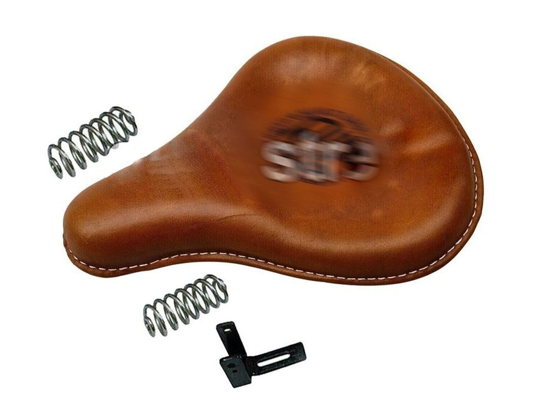 "FRONT BROWN TAN LEATHER SEAT" Fits Royal Enfield New Classic Reborn 350cc