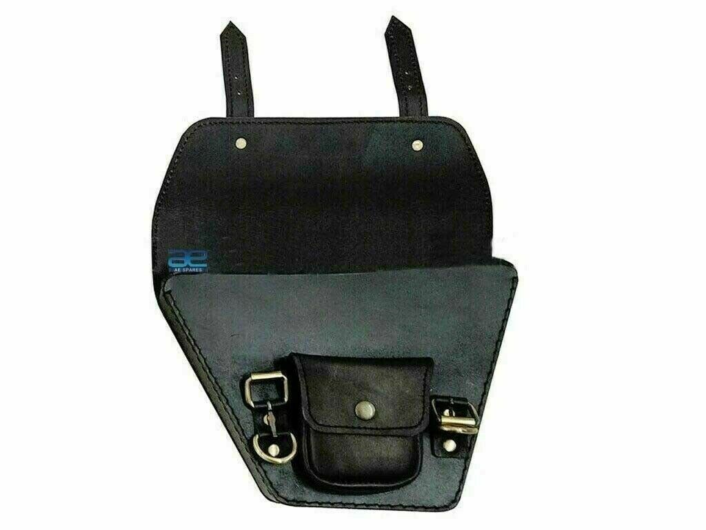 Leather Side Panel Bag Black Color  Fits Royal Enfield Interceptor 650 cc