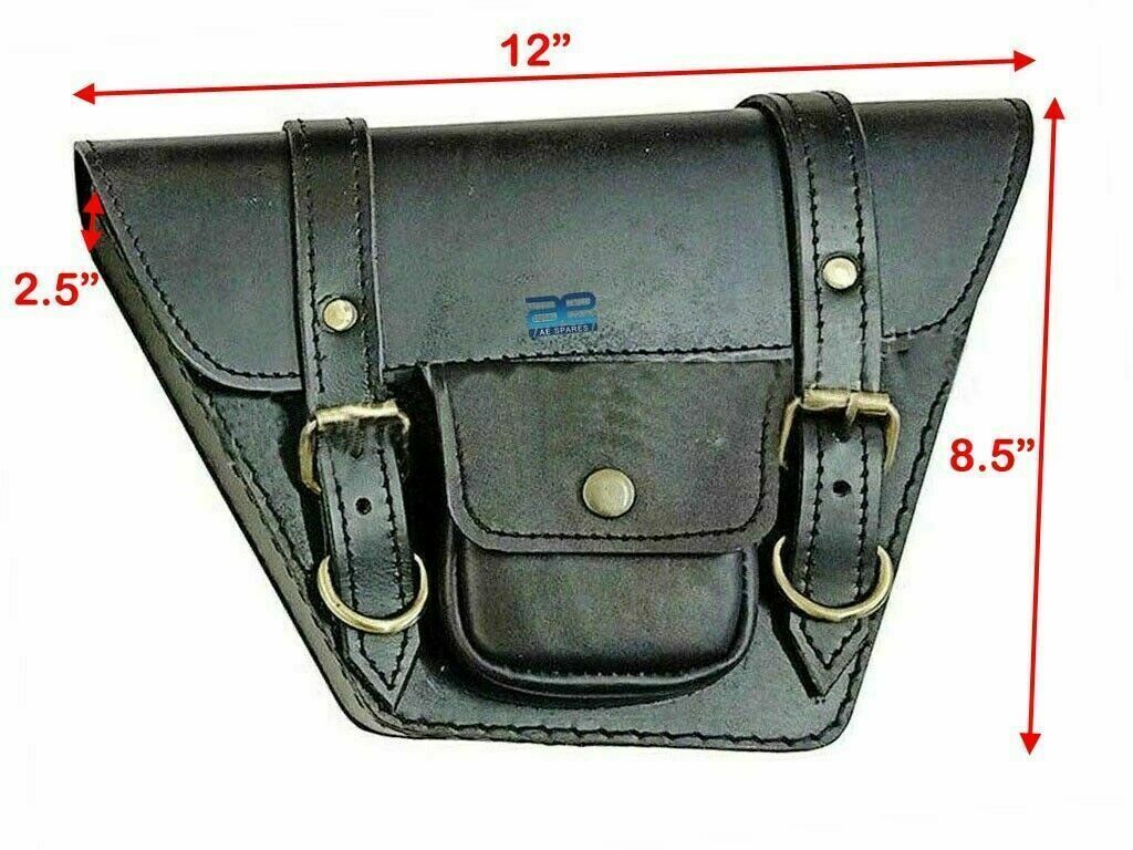 Leather Side Panel Bag Black Color  Fits Royal Enfield Interceptor 650 cc