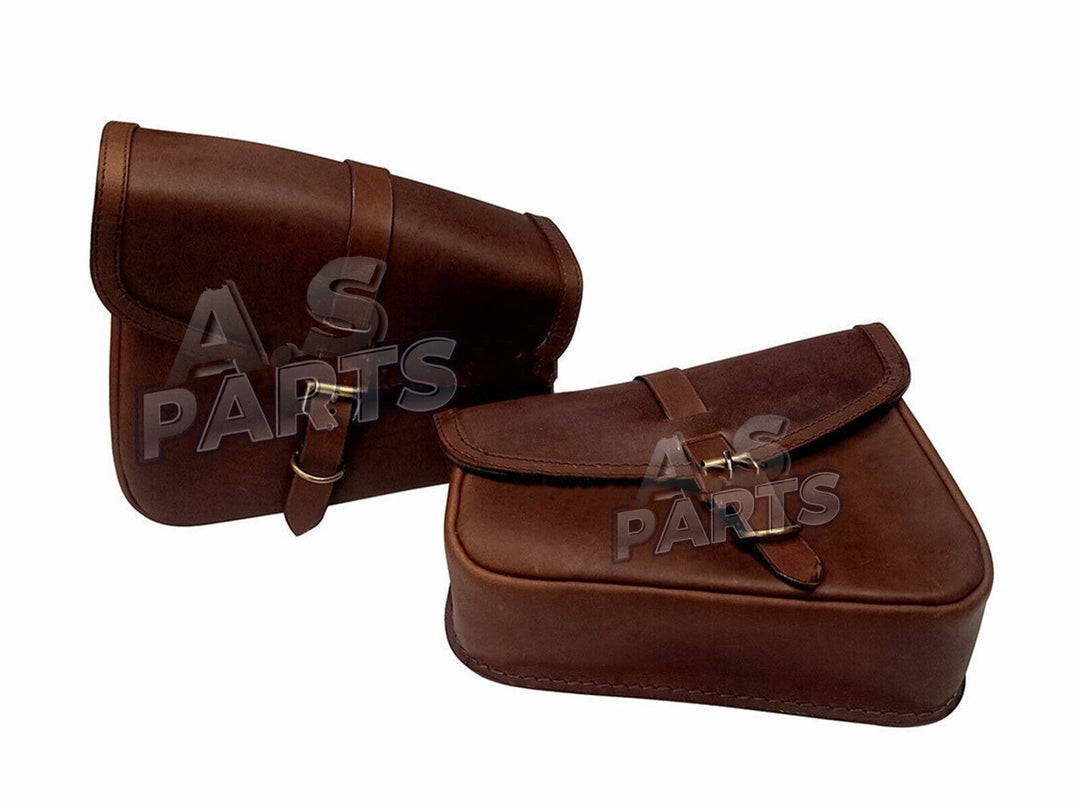 Leather Brown Pannier Bags Pair D3 Fits Royal Enfield Interceptor & GT 650