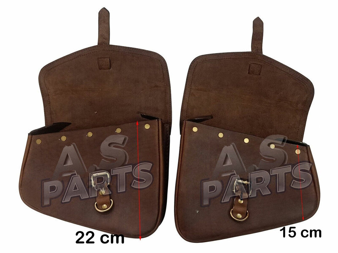 Leather Brown Pannier Bags Pair D3 Fits Royal Enfield Interceptor & GT 650