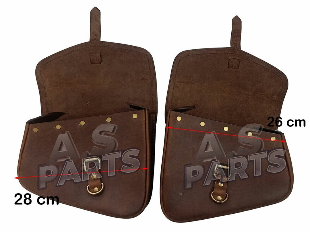 Leather Brown Pannier Bags Pair D3 Fits Royal Enfield Interceptor & GT 650