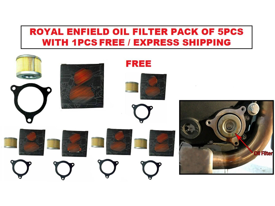 OIL FILTER PACK OF 5 PCS WITH 1 PCS FREE Fits Royal Enfield HIMALAYAN