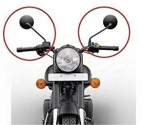 Side Rear View Mirror Set Mat Black Fits Royal Enfield Bullet Classic 350cc500cc