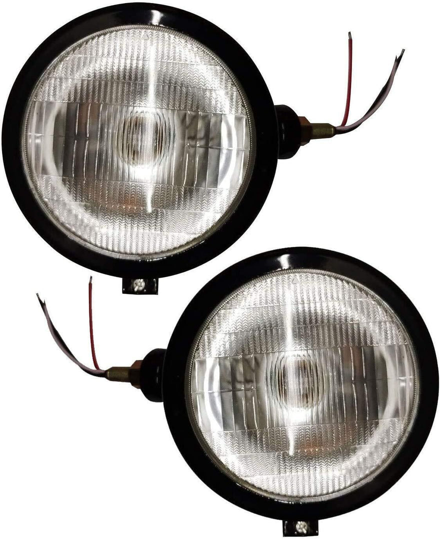 Headlights Set LH & RH Black With Bulb For Massey Ferguson 35 35 x Tractor